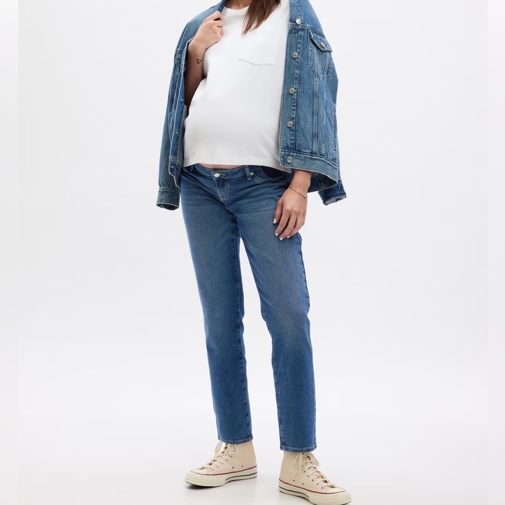 GAP Blue Straight Leg Maternity Inset Panel Jeans